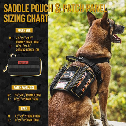 OneTigris Service Dog Vest Harness, Service Dog Cape Guardian Dog Backpack Harness with Pouches Dog Saddle Bag for Small Medium and Large Dogs (Black, Large)