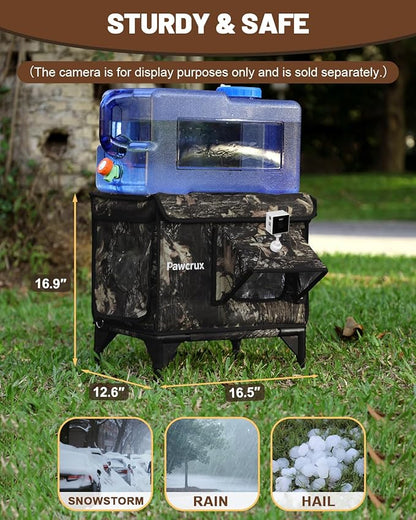Heated Cat House for Outdoor Cats, Waterproof Insulated Outdoor Cat House with Heating Pad, Weatherproof Elevated Heated Cats House for Outside Feral Cats(Leaf, 16" L x 12" W x 18" H)
