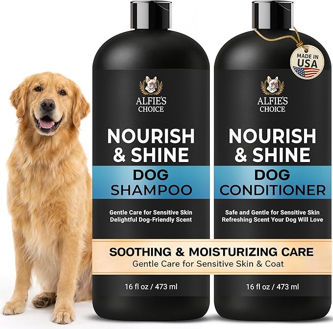 ALFIE'S CHOICE Dog Shampoo & Conditioner Set | 16 fl oz Each | Lavender & Rosemary with Biotin for Itchy Skin, Allergies & Odor | Moisturizing & Detangling for All Breeds