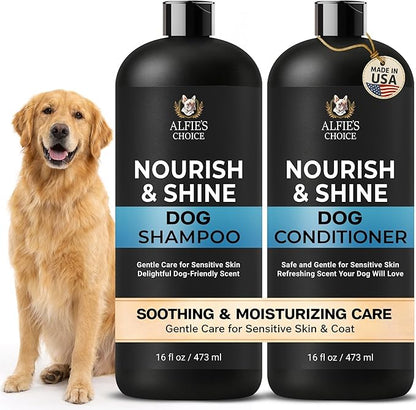 ALFIE'S CHOICE Dog Shampoo & Conditioner Set | 16 fl oz Each | Lavender & Rosemary with Biotin for Itchy Skin, Allergies & Odor | Moisturizing & Detangling for All Breeds