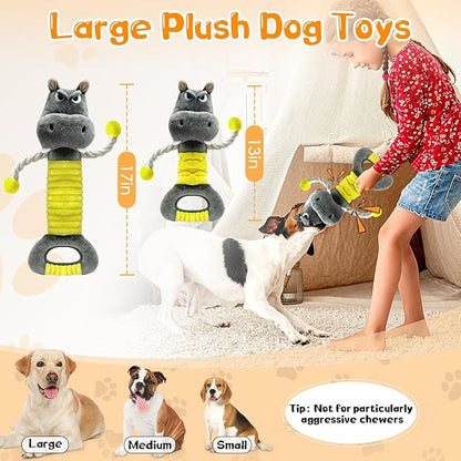 Fuufome Large Squeaky Plush Dog Toys for Small, Medium, and Large Dogs Daily Companionship, Training, Tug of War Puppy Toys to Keep Them Busy