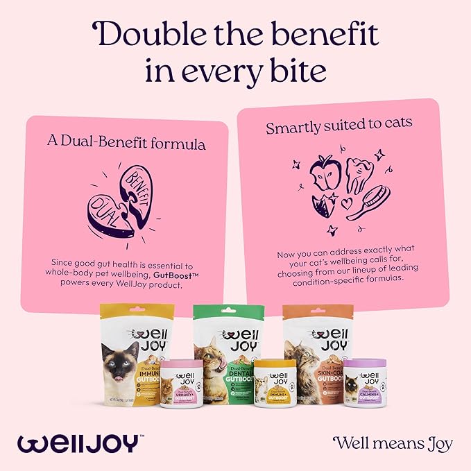 New! WellJoy Cat Supplement Urinary+ GutBoost | Cat Health Supplement | Supports Urinary Tract Health | Dual-Benefit GutBoost Formulation | Vet Formulated | USA Made | Chicken Flavor | 90 Soft Chews