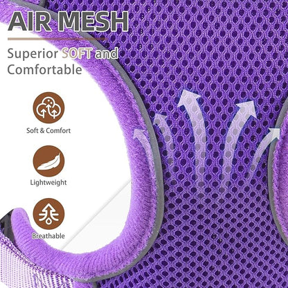 PUPTECK Small Dog Harness and Leash Set, No Pull Adjustable Puppy Cat Harness, Reflective Soft Mesh Pet Vest Small Sized, Purple, L
