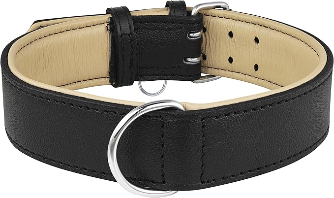 Riparo Black Dog Collar, Puppy Collar, Leather Dog Collar with Dog Tag Holder, Small Dog Collar for Small Dogs (S: 0.75” Wide for 10”-13.5” Neck, Black)