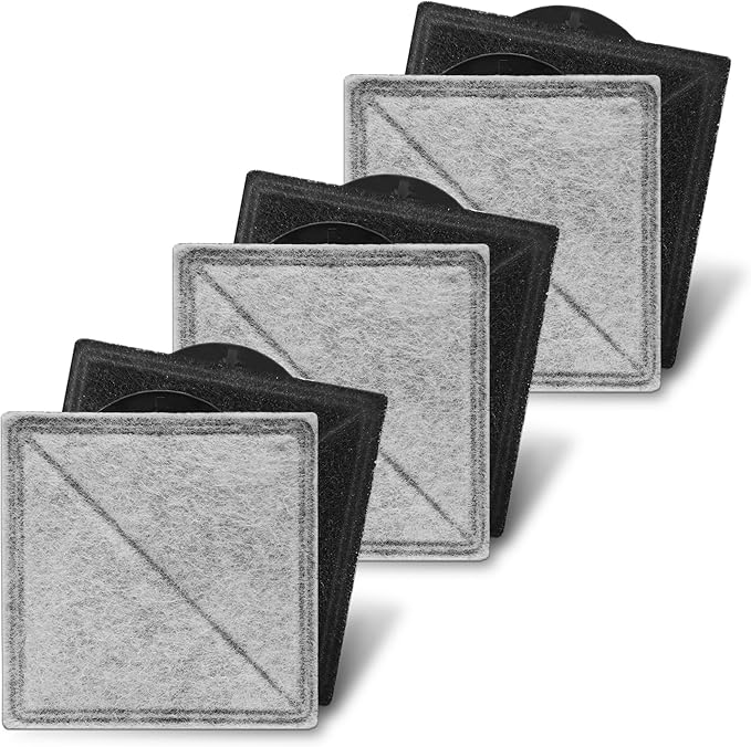 TOGGATH Cat Water Fountain Replacement Charcoal Filter Square Compatible with Petsafe Premier, Ion-X, Outlast Pumpless & Viva Pet Water Fountain, Carbon Filters for Cat and Dog Indoor (BLACK, 6 PACK)