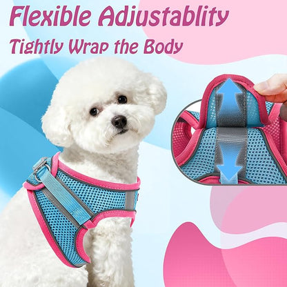 AIITLE Dog Harness, No-Pull Cat Harness with a Leash, Adjustable Reflective Dog Vest, Cat Harness Escape Proof, Outdoor Walking, Running,Training for Extra Small Dogs and House Cats Hot Pink XXXS