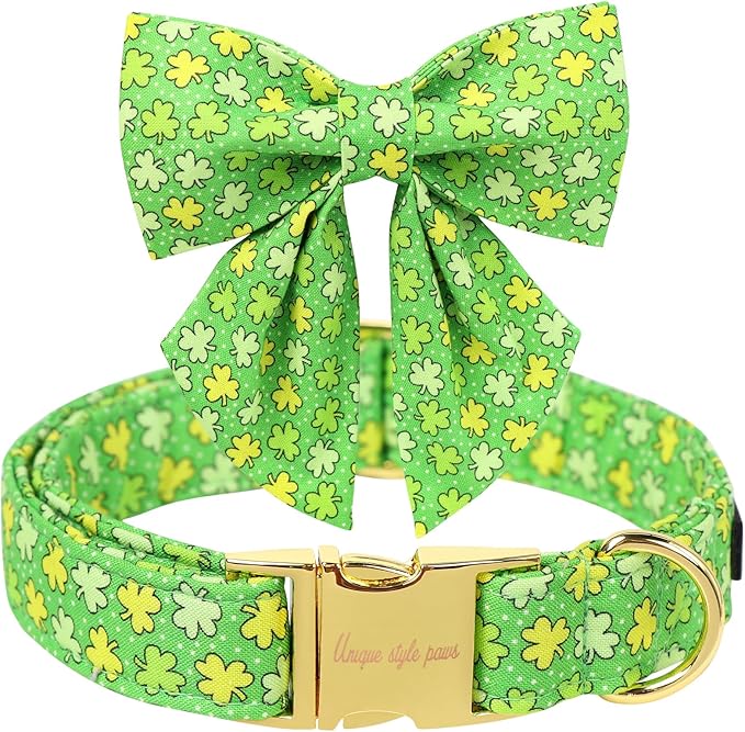 Unique style paws St. Patrick's Day Dog Bandana Clover Bandanas with Flower for Small Medium Large Boys Girls Dogs