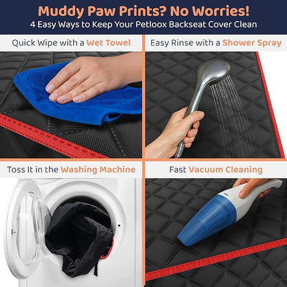 Petloox Dog Car Seat Cover for Back Seat, Waterproof Hammock for Car, SUV & Truck, Non-Slip Backseat Cover for Dogs, Heavy-Duty Dog Hammock Style Seat Protector Pets, Easy to Install & Clean