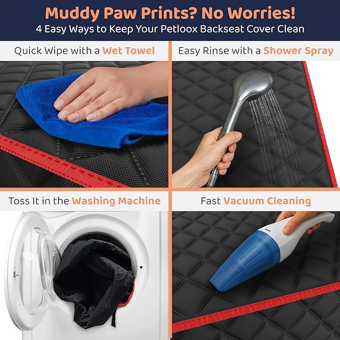 Petloox XL Dog Car Seat Cover for Back Seat, Waterproof Hammock for Car, SUV & Truck, Non-Slip Backseat Cover for Dogs, Heavy-Duty Dog Hammock Style Seat Protector Pets, Easy to Install & Clean