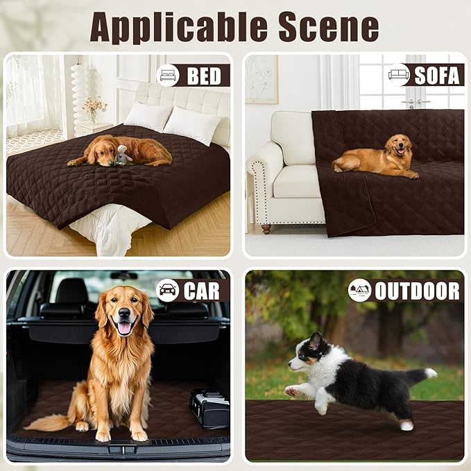 Smiry Waterproof Dog Bed Cover Blanket 52x82, Soft Reversible Pet Blanket, Washable Leakproof Cats Dogs Couch Cover for Sofa, Couch, Furniture, Lattice, Chocolate/Chocolate