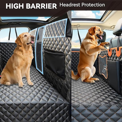 High Barrier Dog Car Seat Cover,Waterproof Back Seat Extender for Dogs,Car Seat Protector,Car Seat Cover Hard Bottom Holds 500 lbs,600D Nonslip Dog Hammock,Pet Car Bed for Cars,SUVs, Small Trucks