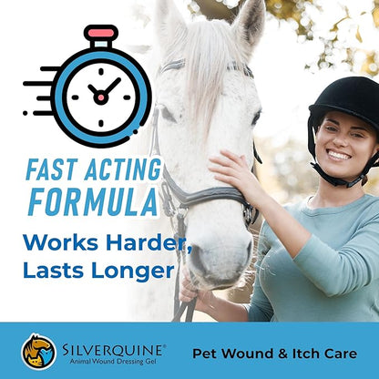 Silverquine Dog Wound Care Gel - Hot Spot Gel Solution for Dogs and Cats - Safe If Licked, Odorless Silver Hydrogel Ointment for Pets Cuts, Burns, Scratches, Sores and Skin Concerns - 4.0 Oz