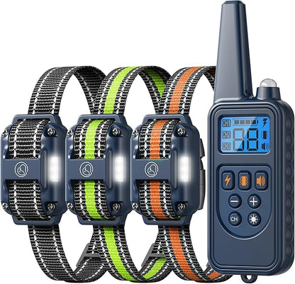 Heaflex Shock Collar with Remote, Dog Training Collar, 4 Training Modes with Beep, Vibration, Safe Shock, Led Light, 2600 ft Wireless Range, Rechargeable for 3 Dogs, Small Medium Large 5-120Lbs