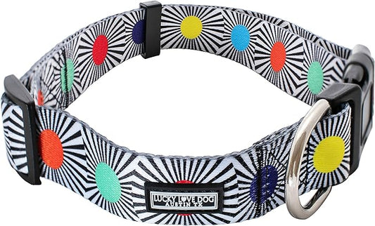 Lucky Love Dog, SOCO Collar - Large, Multicolor, Nylon, Unique Patterns, Adult Dogs, 15-25" Neck Size