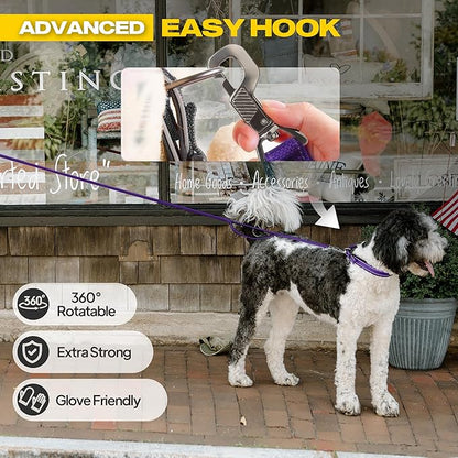 Fida 4 FT Heavy Duty Dog Leash with 2 Comfortable Padded Handles, Traffic Handle & Advanced Easy Snap Hook, Reflective Walking Lead for Large, Medium & Small Breed Dogs, Purple