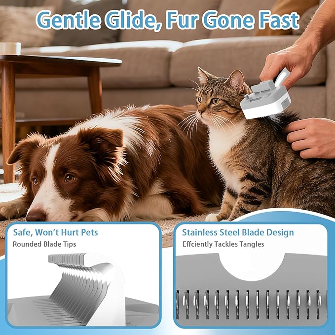 Pawimood Pet Steam Brush for Dogs & Cats – Self Cleaning, 3 in 1 Hair Removal Comb Steam for Shedding & Dematting for Long & Short Haired Pets,Includes Pet Essence