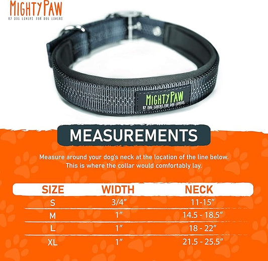 Mighty Paw Ultra Soft Dog Collar - Ultimate Comfort with Soft Neoprene Padding - All-Metal Adjustable Buckle for Large & Small Dogs - Mighty Strong for Long Lasting Durability - Stay Safe and Visible