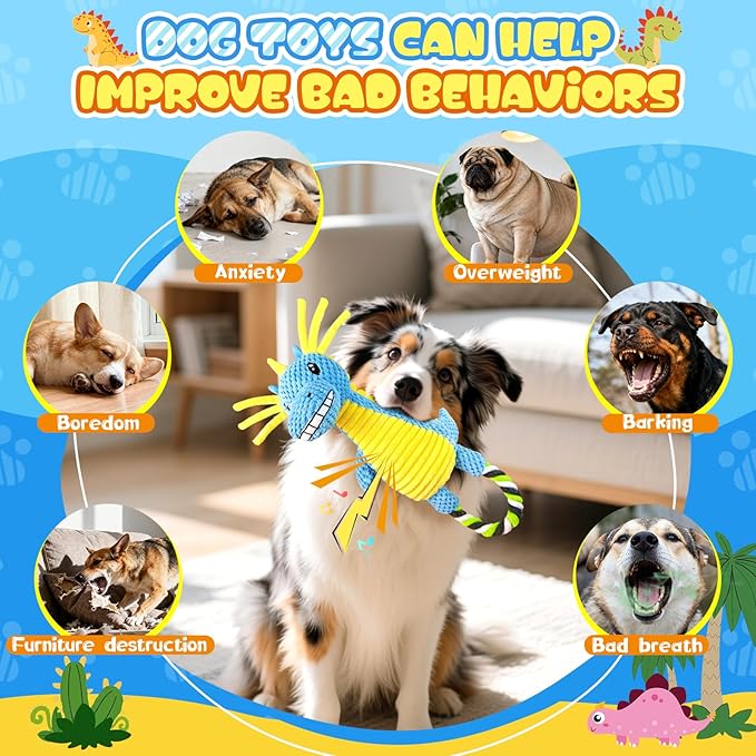 Fuufome Squeaky Dog Toys for Large Dogs- Tough Squeaky Dog Toys to Keep Them Busy- Durable Plush Stuffed Chew Toy for Boredom, Tug of-War, for Small Medium Large Dogs