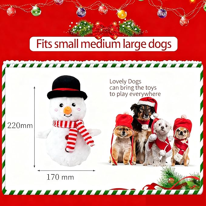 Dog Toys,Plush Dog Toy,Squeaky Plush Puppy Dog Chew Toys for Small Medium Large Dogs (Christmas E)