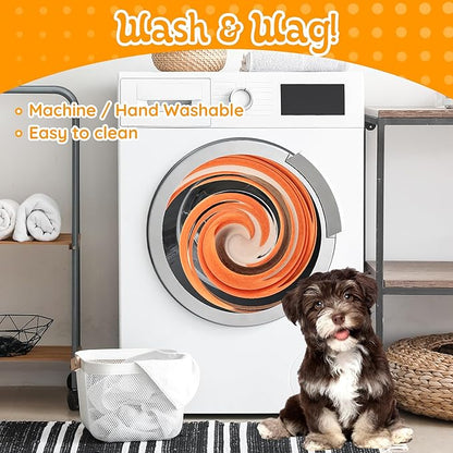 2-Pack Squeaky Dog Toys, Long Crinkle Tail with Treat Dispenser Pockets Plush Interactive Puzzle Toys for IQ Snuffle Foraging Training, Suitable for Small Medium & Large Dogs to Keep Them Busy