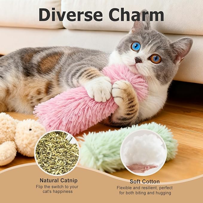 MehelloFeather Cat Toys Pillows 6Pcs Catnip Kicker Toys for Cats Promotes Kitty Exercise