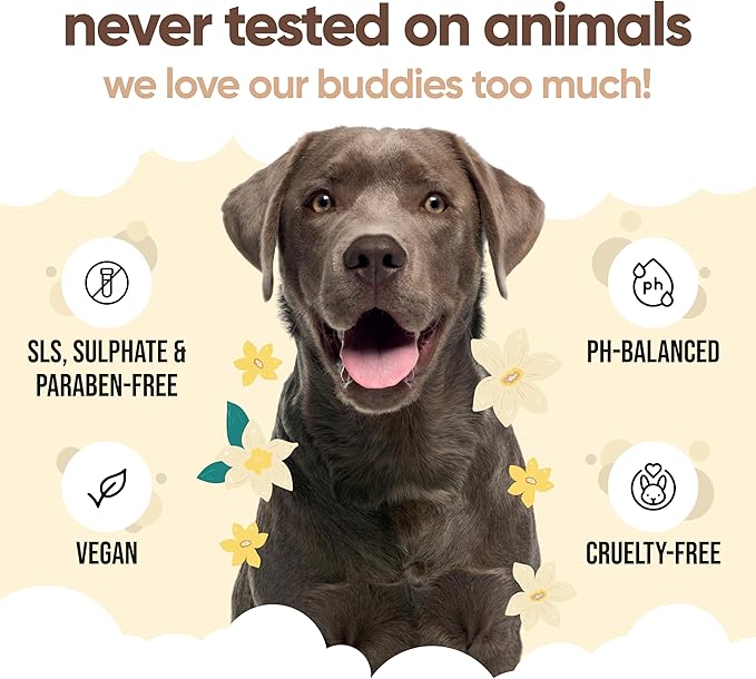 Vanilla & Shea Butter Dog Shampoo by Buddycare | Moisturising Shampoo for Dogs | Vanilla & Shea Butter Scented | with Aloe Vera and Pro Vitamin B5 (50.72oz)
