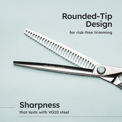 8” Dog Grooming Chunker Scissors – VG10 Japanese Steel Professional Pet Shears for Cats & Dogs | Fast Hair Release Design | Lightweight, Ergonomic, Handcrafted | Thinning Rate 60-70% | K9 Shears