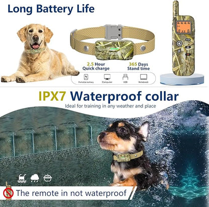 Htcuto Wireless Dog Fence System for 2 Dogs with 2 Collars 856 Acre Electric Dog Fence Shock Mulit Dogs Training Collar with Remote Ultrasonic Portable Waterproof Outdoor Safe Pet Containment System