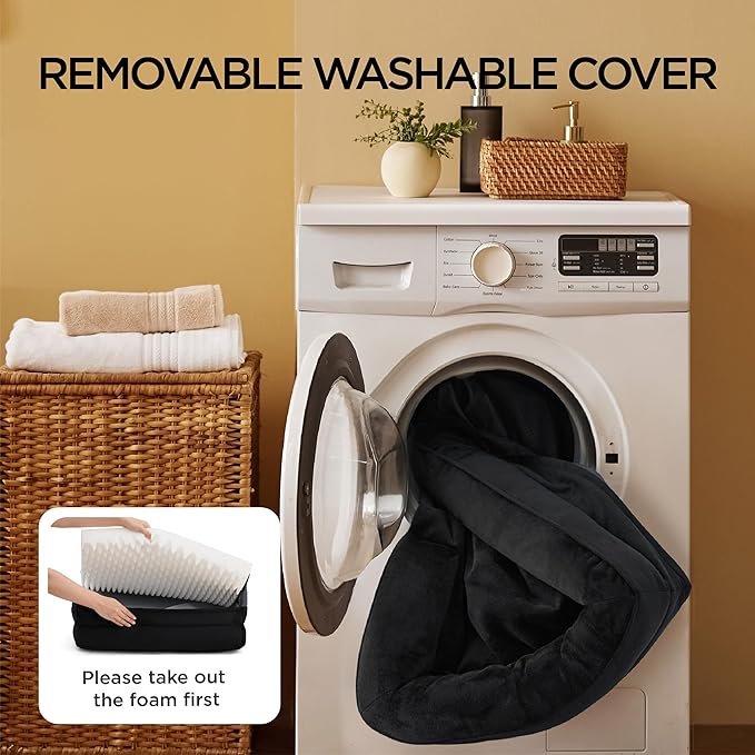 Bedsure Orthopedic Dog Beds for Small Dogs - Washable Small Dog Cat Bed Waterproof, Comfort Pet Couch Sofa with Washable Removable Cover, Pets Bed with Nonskid Bottom, Black, 24"