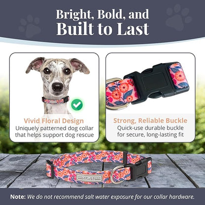 Lucky Love Dog - Adjustable Dog Collar with Easy Click Buckle for Medium, Durable, & Comfortable for Male & Female Dogs, Pet Collar for Puppies & Adult Dogs - Rosie, Medium