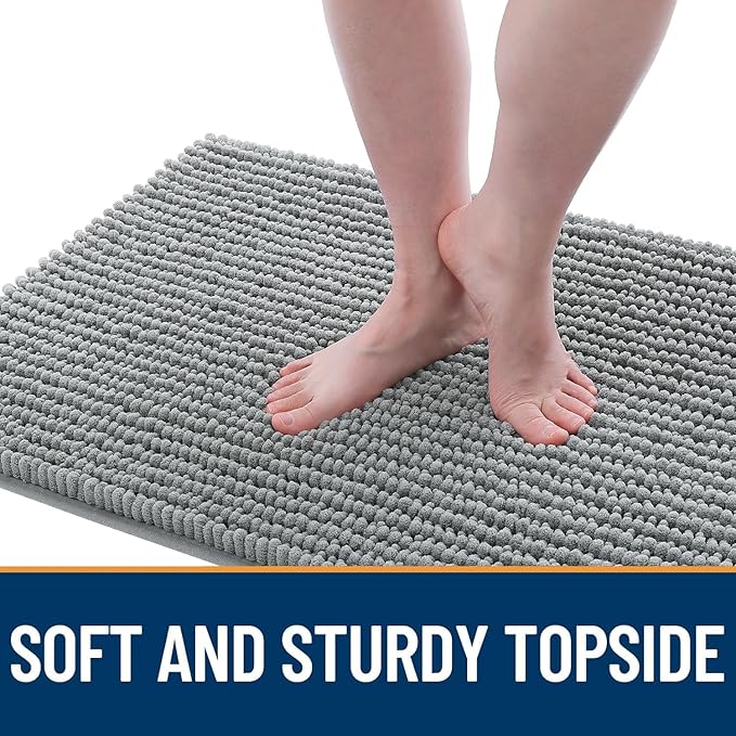 OLANLY Dog Door Mat for Muddy Paws 44x32, Ultra Absorbent Chenille Mud Doormat, Non-Slip Washable and Dirt Trapping Doormat for Indoor Entryway, Quick-Dry Indoor Pet Bed Mats for Dogs, Grey