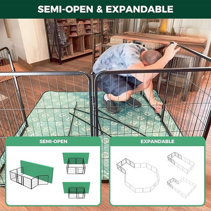FXW Homeplus Unleashed Indoor Dog Playpen - Stress-Free and Safe Play, Heavy Duty 24 Inch 32 Panels Dog Pen for Puppy and Small Dogs, Black│Patented