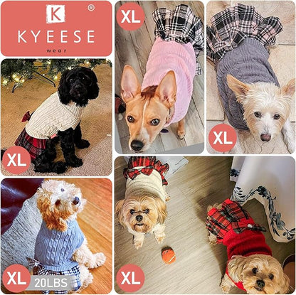 KYEESE Dog Sweater Soft Turtleneck Dogs Clothes with Bowtie Thick Dog Sweaters for Small Dogs Male Stretchy Knitwear Pet Sweater Dress Warm Pullover Pet Coats, Blue, X-Large