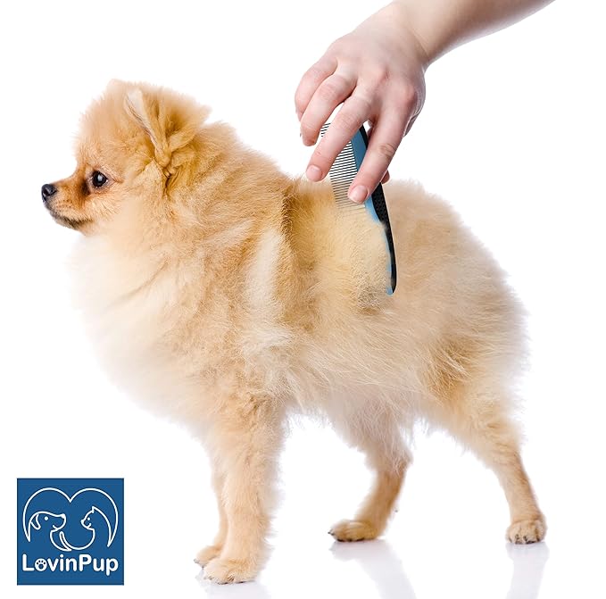 LovinPup Dog Comb, Grooming Set for Dogs, 2 Sizes Pet Grooming Comb with Stainless Steel Teeth, Comfort Grip Handle, Dog Grooming Supplies, Large Pet Comb and Small Pet Comb