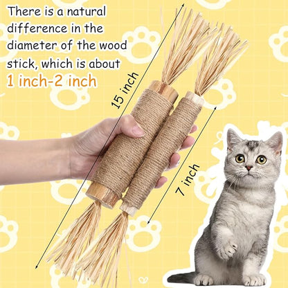 Soulchen 4 Pack 15 Inches Huge Silvervine Sticks Cat Toys Large Natural Cat Chew Toy Kittens Catnip for Teeth Cleaning, Big Catmint Blend Stick Dental Kitty Chews for Indoor