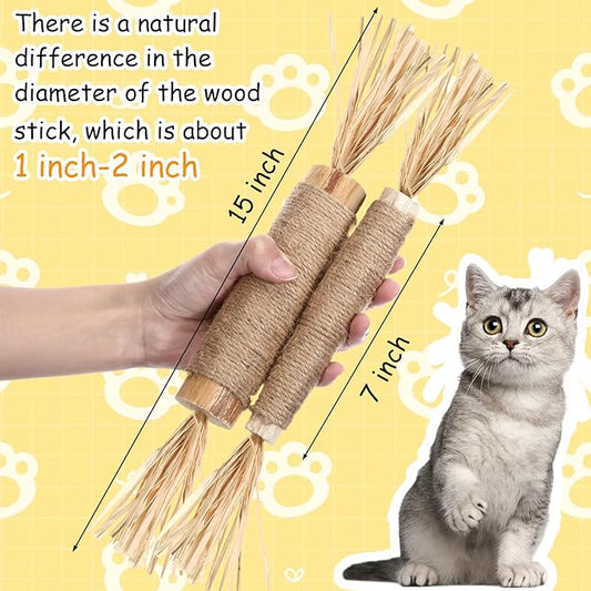 Soulchen 4 Pack 15 Inches Huge Silvervine Sticks Cat Toys Large Natural Cat Chew Toy Kittens Catnip for Teeth Cleaning, Big Catmint Blend Stick Dental Kitty Chews for Indoor