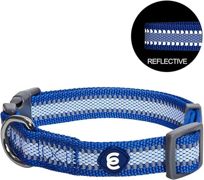 Blueberry Pet Small Dog Collar in Reflective Navy Blue | Adjustable Nylon Strap for Night Walking | Durable & Safe Puppy Training Collar