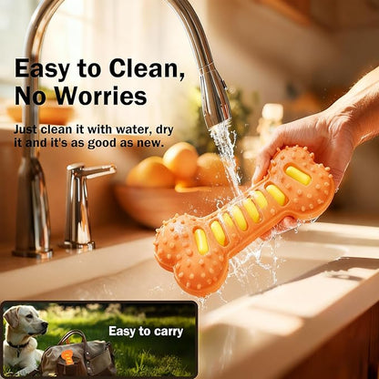 Interactive Dog Chew Sound Toy, Made of TPR Material, is bite-Resistant and Durable. It can be Used for Dog Teeth Cleaning and Training, and is an Ideal Toy for Dogs（Orange）