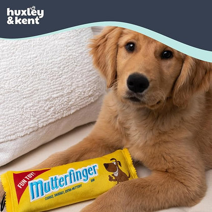 Huxley & Kent Funny Dog Toy w/Squeaker – Power Plush Squeaky Dog Toys for Small, Medium & Large Dogs – Soft Stuffed Animal for Indoor Play & Fetch - Mutterfinger, Small
