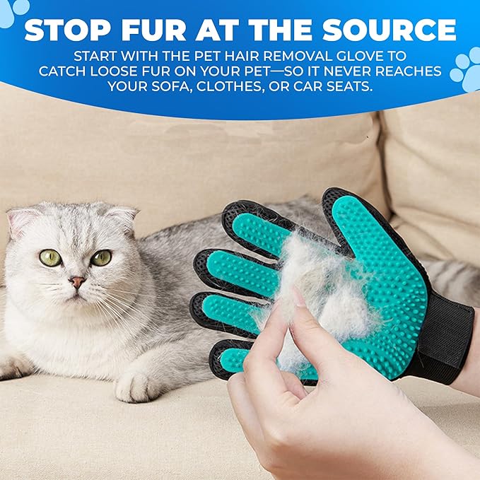 Pet Hair Removal Glove for Dogs & Cats – Dog Grooming Gloves for Shedding, Pet Hair Remover Glove – Pet Grooming Gloves, Cat Grooming Gloves & Cat Brush Glove – Dog Bath and Washing Gloves