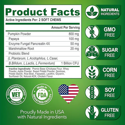 Probiotics for Dogs - Dog Probiotics and Digestive Enzymes for Gut Health, Itchy Skin, Allergies, Immunity, Yeast Balance - Prebiotics - Reduce Diarrhea, Gas - 120 Probiotic Chews Supplement for Dogs