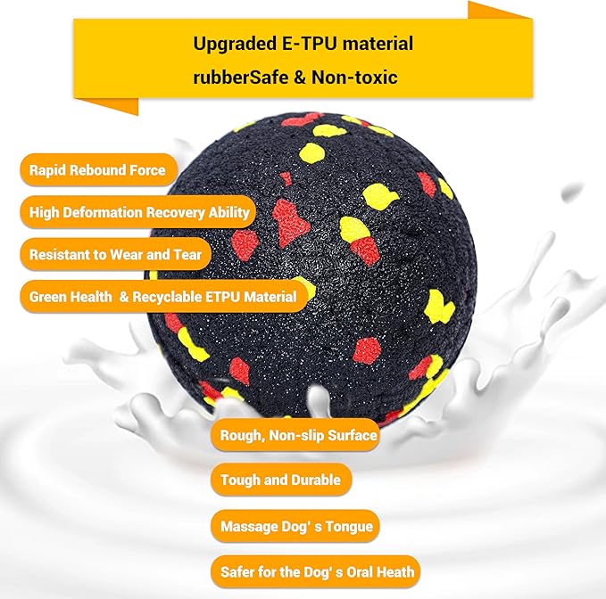 LIEVUIKEN Dog Balls Toys for Aggressive Chewers, Indestructible Durable Bouncy Floating Balls for Dogs to Fetch, Durable Solid Rubber Ball for Training Dog(2 Pack)
