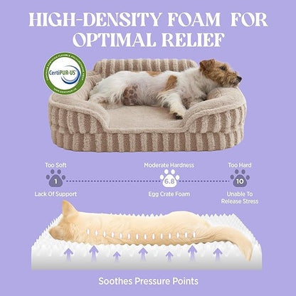 LE SURE Cute Dog Beds Large Sized Dog, Orthopedic Waterproof Large Pet Bed with Sides, High Back Non-Slip Bottom and Egg-Crate Foam Pet Couch Sofa with Washable Removable Cover, Hazel