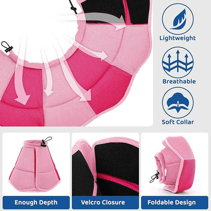 SUNFURA Dog Cone - Soft Cone for Dogs to Stop Licking, Pet E-Collar Alternative After Surgery, Adjustable Pet Recovery Collar for Wound Healing, Pink Medium