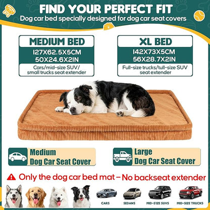Dog Car Bed, Non-Slip Backseat Extender Pet Mat, Removable Washable Dog Bed for SUVs, Sedans & Trucks, Anti-Slip Travel Bed for Dogs, Easy Clean & Scratch-Proof & Comfort (Medium (50"L×24.6"W×2"H))