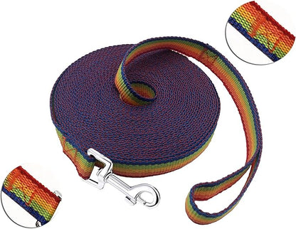 PETGOGO 15ft 20ft 30ft 40ft 50ft Long Dog/Puppy Lead Obedience Recall Training Dog Leashes for Small Medium Dogs Camping, Training, Play, or Backyard (40 FT, Rainbow)