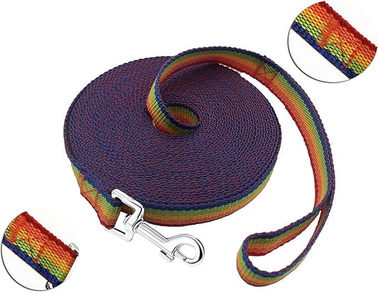 PETGOGO 15ft 20ft 30ft 40ft 50ft Long Dog/Puppy Lead Obedience Recall Training Dog Leashes for Small Medium Dogs Camping, Training, Play, or Backyard (40 FT, Rainbow)