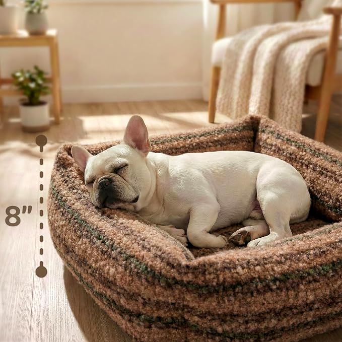 WESTERN HOME WH Dog Bed Medium Size Dogs - Washable Medium Dog Bed, High Back Support Pet Sofa with Sides, Soft Pet Beds with Anti Slip Bottom, 30inch, Brown