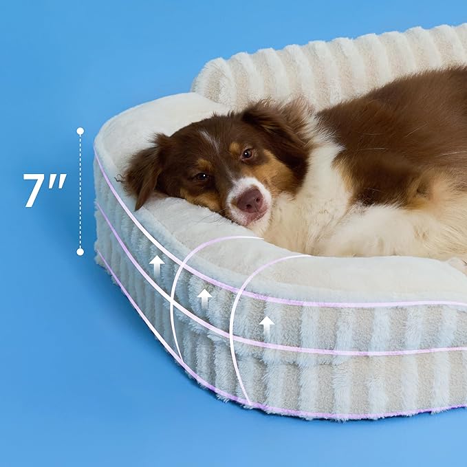 LE SURE Cute Dog Beds Large Sized Dog, Orthopedic Waterproof Large Pet Bed with Sides, High Back Non-Slip Bottom and Egg-Crate Foam Pet Couch Sofa with Washable Removable Cover, Beige