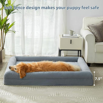 WNPETHOME XXXL Big Dog Bed, Washable Dog Couch with Removable Waterproof Cover, Orthopedic Large Pet Sofa Bed with Bolster Sides for Sleeping